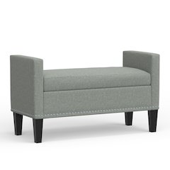 41.5" Storage Bench with Nailhead Trim - Stone (Light Gray)
