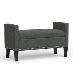41.5" Storage Bench with Nailhead Trim - Dark Gray