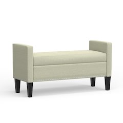 46" Storage Bench with Arms + Nailhead Trim - Beige