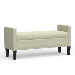 51.25" Storage Bench with Nailhead Trim - Beige