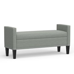 51.25" Storage Bench with Nailhead Trim - Stone (Light Gray)
