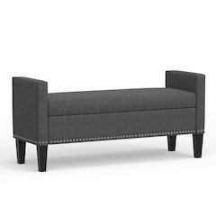 51.25" Storage Bench with Nailhead Trim - Dark Gray