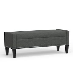 51.25" Storage Bench with Truncated Arms + Nailhead Trim - Dark Gray