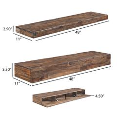 Distressed Floating Shelf Set With Hidden Storage (3 Pcs)