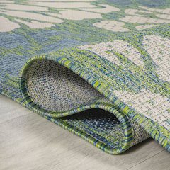 Zinnia Modern Floral TetuWeave /Green   Indoor/Outdoor  Rug