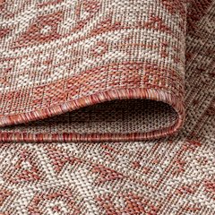 Sinjuri Medallion TetuWeave Red/Taupe   Indoor/Outdoor  Rug