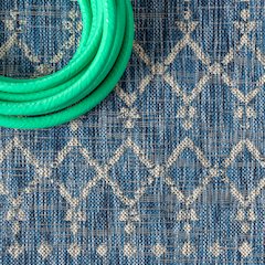 Ourika Moroccan Geometric Textured Weave Light Indoor/Outdoor Area Rug