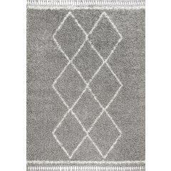 Beautiful Mercer Shag Plush Tassel Moroccan Tribal Geometric Trellis Area Rug