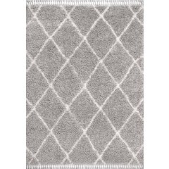 Gabrielle Mercer Shag Plush Tassel Moroccan Geometric Trellis Area Rug