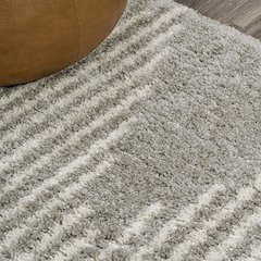 Elm Diamond Stripe Geometric Shag Runner Rug
