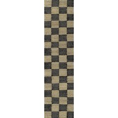 Theo Farmhouse Woven Jute Checkerboard Natural/Black 2 ft. x 8 ft. Runner Rug