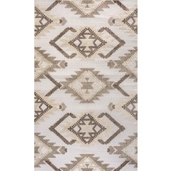 Sumak High-Low Pile Neutral Diamond Kilim Area Rug