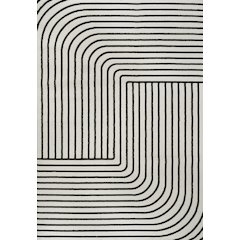 Odense High-Low Minimalist Angle Geometric Black/White 3 ft. x 5 ft. Area Rug