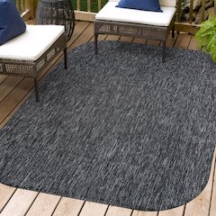 Miles Modern Minimalist Radius Corner Solid DarkIndoor/Outdoor Shaped  Rug