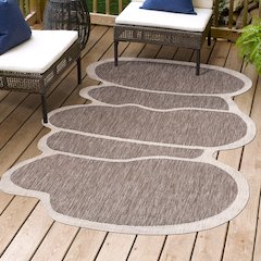 Jasper Modern Rustic Abstract Light   Indoor/Outdoor Shaped  Rug