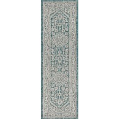 Sinjuri Medallion Textured Weave Indoor/Outdoor Area Rug