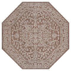 Malta Bohemian Medallion Textured Weave Red/Taupe Indoor/Outdoor Area Rug