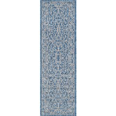 Charleston Vintage Filigree Textured Weave Indoor/Outdoor Runner Rug