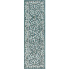 Charleston Vintage Filigree Textured Weave Indoor/Outdoor Runner Rug