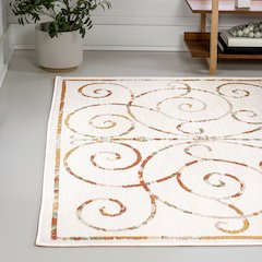 Cottage Filigree Scroll Reversible Machine-Washable Indoor/Outdoor Runner Rug