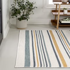 Coastal Ticking Stripe Reversible Machine-Washable Indoor/Outdoor Runner Rug