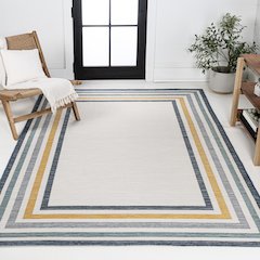 Coastal Mitred Stripe Reversible Machine-Washable Indoor/Outdoor Area Rug