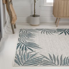 Isla Coastal Cottage Palm Frond Border Indoor/Outdoor Area Rug