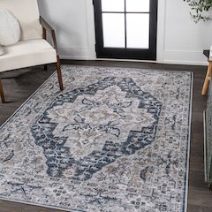 Didim Boho Gray Medallion Machine-Washable Area Rug