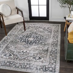Alacati Ogee Medallion Machine-Washable Area Rug