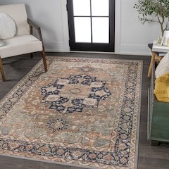 Maris Ornate Medallion Machine-Washable Area Rug