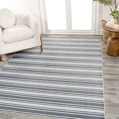 Fawning Two-Tone Striped Classic Low-Pile Machine-Washable Area Rug