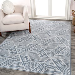 Vector Modern Coastal Geometric Machine-Washable Area Rug