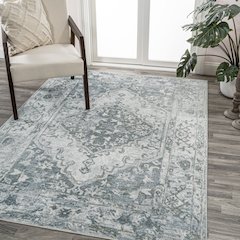 Pavel Distressed Medallion Low-Pile Machine-Washable Area Rug