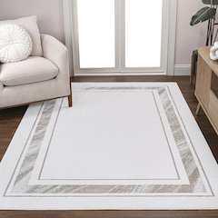 Athens Classic Border Marble Pattern High-Low Area Rug