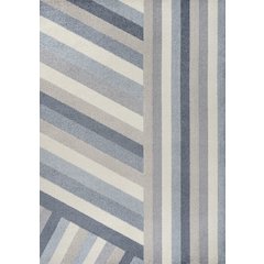Retro Rainbow Contemporary Stripe Blue/Cream/Gray 4 ft. x 6 ft. Area Rug