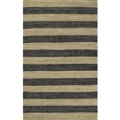 Jayden Rustic Farmhouse Woven Jute Stripe Natural/Black 5 ft. x 8 ft. Area Rug