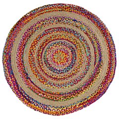 Isla Round Boho Braided Rag Jute Area Rug