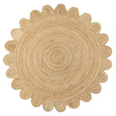 Petal Boho Jute Scalloped Circle Area Rug