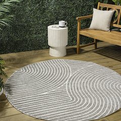 Hallie High-Low Minimalist Curve Geometric  Indoor/Outdoor  Rug