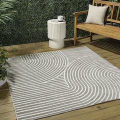 Hallie High-Low Minimalist Curve Geometric  Indoor/Outdoor  Rug