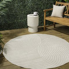Hallie High-Low Minimalist Curve Geometric  Indoor/Outdoor  Rug