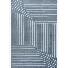 Minimalist Angle Geometric Dark Blue/Cream 5 ft. x 8 ft. Indoor/Outdoor Area Rug