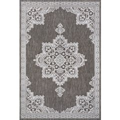 Vintage Casual Medallion Light Brown/Cream 5 ft. x 8 ft. Indoor/Outdoor Area Rug