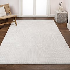 Ariana Midcentury Art Deco Striped Arches Two-Tone High-Low Area Rug