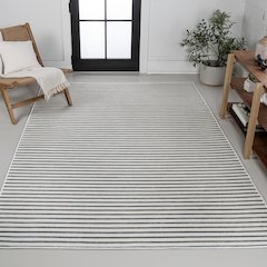 Coastal Pinstripe Reversible Machine-Washable Indoor/Outdoor Area Rug