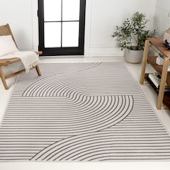 Curve Stripe Reversible Machine-Washable Indoor/Outdoor Area Rug