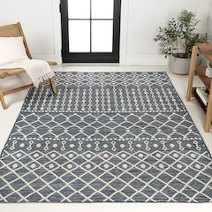 Geometric Moroccan Reversible Machine-Washable Indoor/Outdoor Area Rug