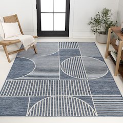 Geometric Lines Reversible Machine-Washable Indoor/Outdoor Area Rug