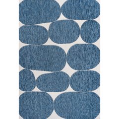 Geometric Organic Shapes Navy/Cream 5 ft. x 8 ft. Indoor/Outdoor Area Rug