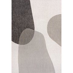 Geometric Organic Shapes Cream/Black 5 ft. x 8 ft. Indoor/Outdoor Area Rug